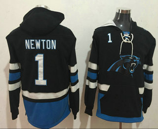 Carolina Panthers #1 Cam Newton NEW Black Pocket Stitched Pullover Hoodie