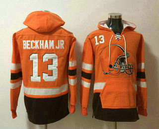 Cleveland Browns #13 Odell Beckham Jr NEW Orange Pocket Stitched Pullover Hoodie