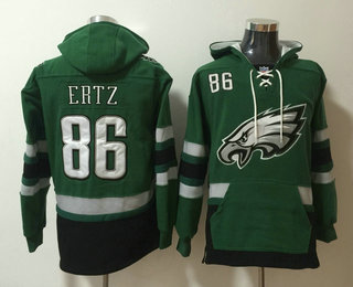 Philadelphia Eagles #86 Zach Ertz NEW Midnight Green Pocket Stitched Pullover Hoodie