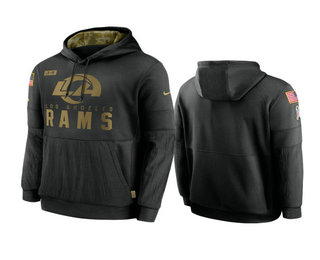 Los Angeles Rams Black 2020 Salute to Service Sideline Performance Pullover Hoodie