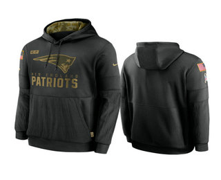 New England Patriots Black 2020 Salute to Service Sideline Performance Pullover Hoodie