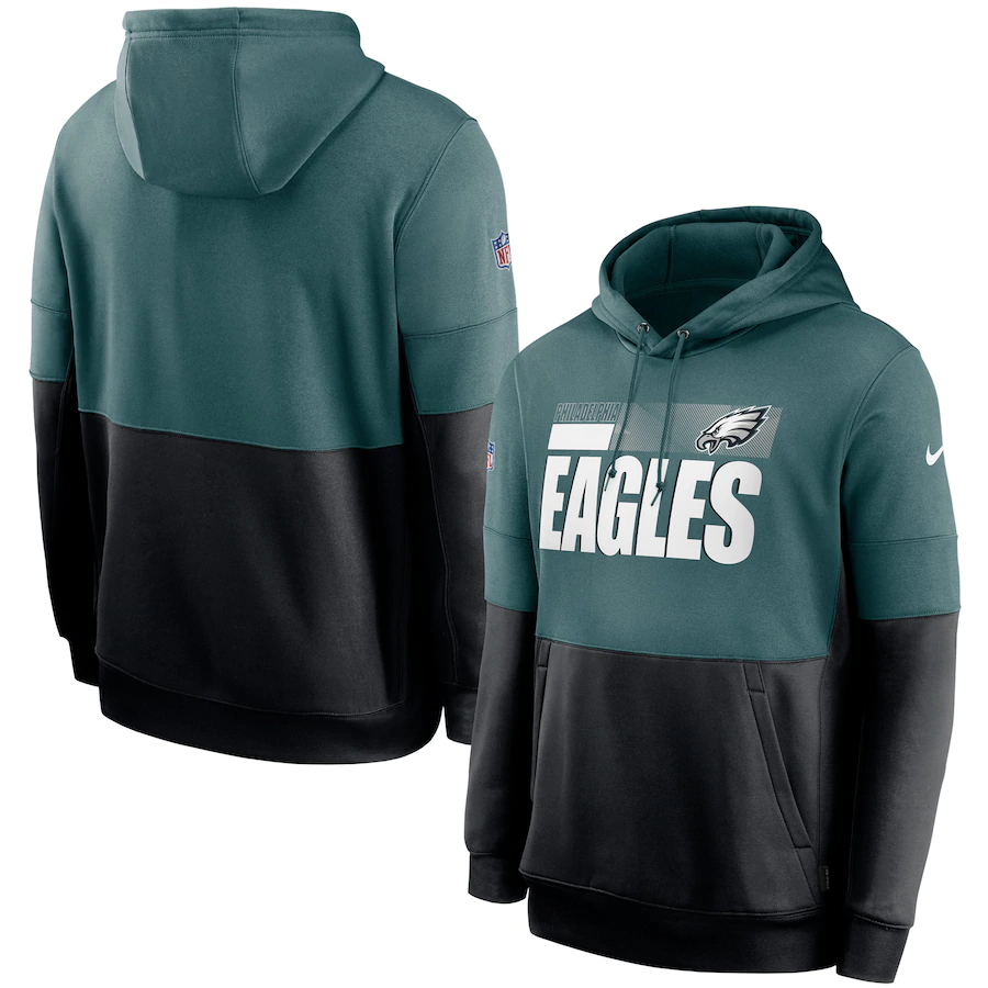 Philadelphia Eagles Nike Green Black Sideline Impact Lockup Performance Pullover Hoodie