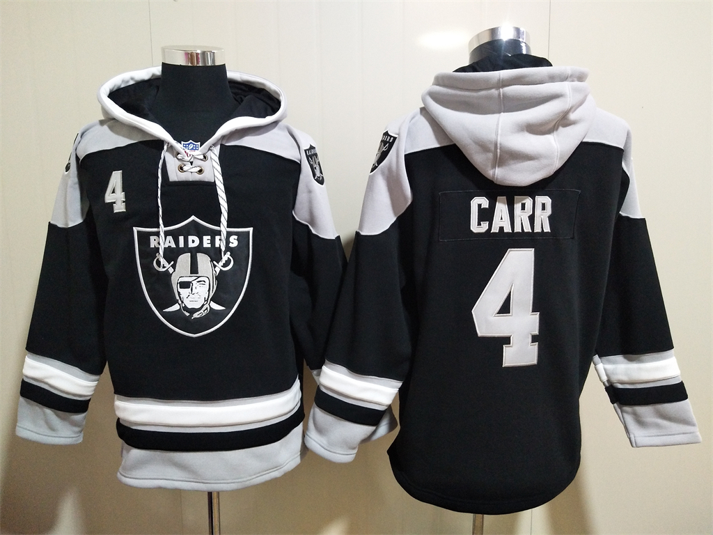 Las Vegas Raiders 4 Derek Carr NEW Black Pocket Stitched Pullover Hoodie