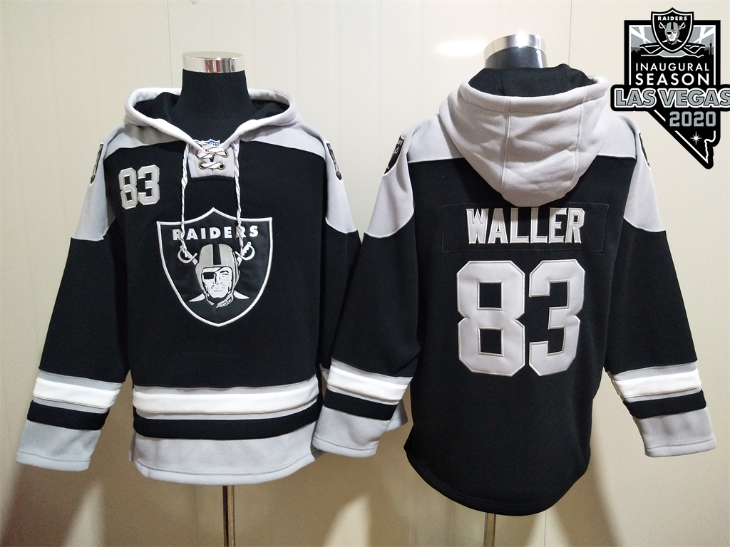 Las Vegas Raiders #83 Darren Waller NEW Black 2020 Inaugural Season Pocket Stitched Pullover Hoodie