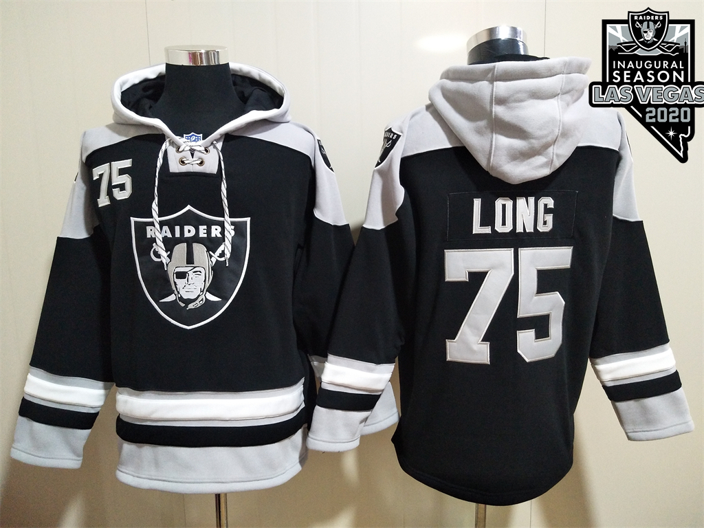 Las Vegas Raiders #75 Howie Long NEW Black 2020 Inaugural Season Pocket Stitched Pullover Hoodie