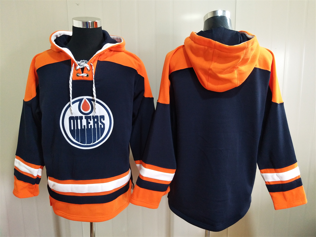 Hockey Edmonton Oilers Blank Navy Blue Hoodie