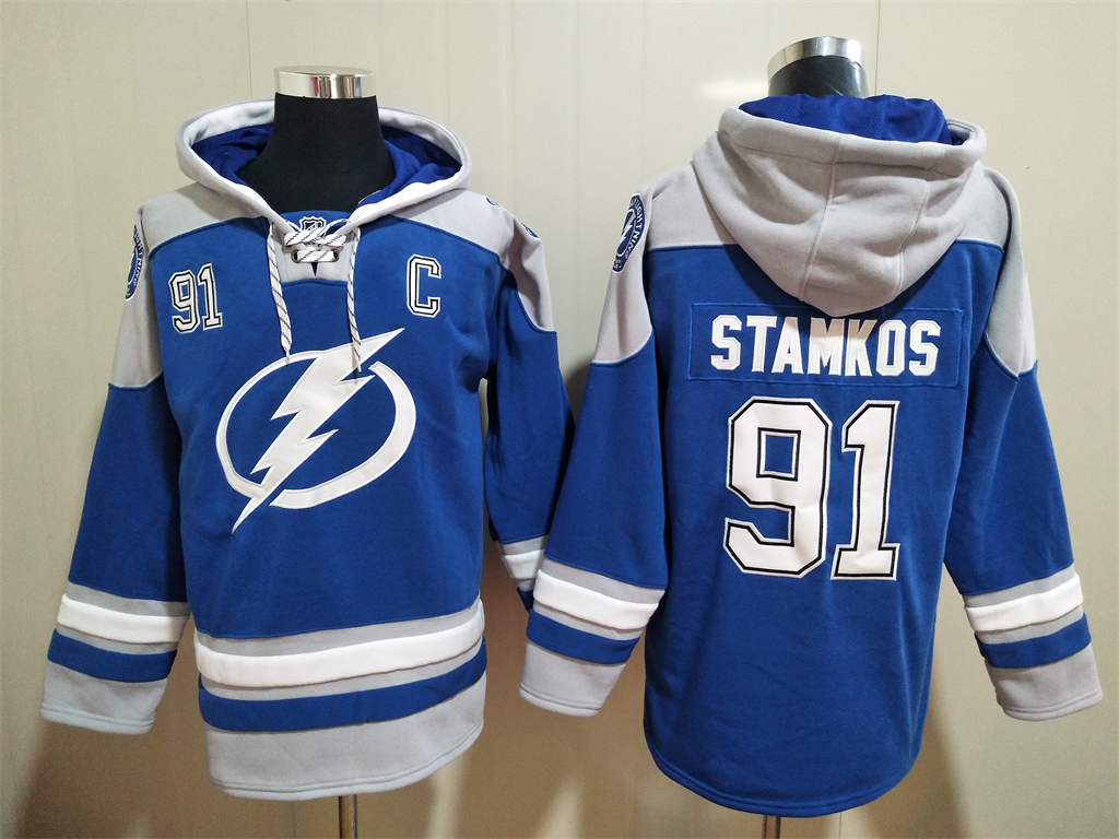 Hockey Tampa Bay Lightning #91 Steven Stamkos Royal Blue Hoodie