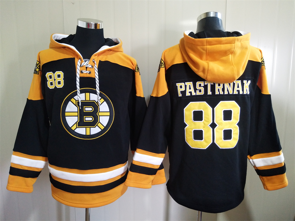 Boston Bruins #88 David Pastrnak Black Ageless Must Have Lace Up Pullover Hoodie