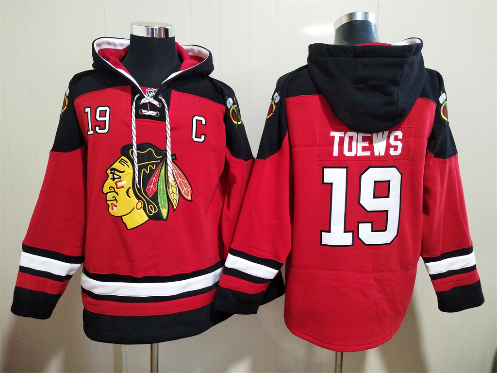 Chicago Blackhawks #19 Jonathan Toews NEW Red Stitched Hoodie