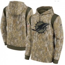 Miami Dolphins Nike Camo 2021 Salute To Service Therma Performance Pullover Hoodie