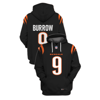 Black Cincinnati Bengals #9 Joe Burrow 2021 Pullover Hoodie