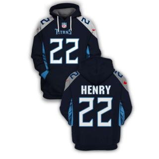 Navy Tennessee Titans #22 Derrick Henry 2021 Pullover Hoodie