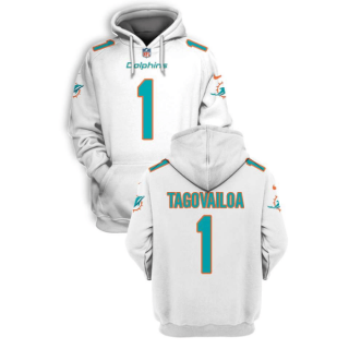 Miami Dolphins #1 Tua Tagovailoa White 2021 Pullover Hoodie