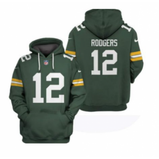 Green Bay Packers #12 Aaron Rodgers 2021 Green Pullover Hoodie
