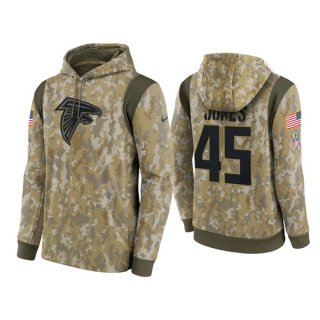 Atlanta Falcons #45 Deion Jones Camo 2021 Salute To Service Therma Performance Pullover Hoodie