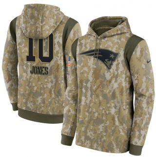 New England Patriots #10 Mac Jones Camo 2021 Salute To Service Therma Performance Pullover Hoodie