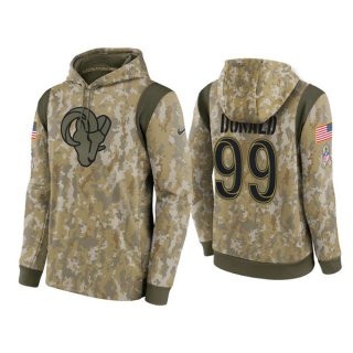 Los Angeles Rams #99 Aaron Donald Camo 2021 Salute To Service Therma Performance Pullover Hoodie