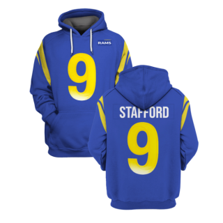 Los Angeles Rams #9 Matthew Stafford 2021 Royal Pullover Hoodie