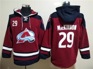 Burgundy Colorado Avalanche #29 Nathan MacKinnon All Stitched Sweatshirt Hoodie