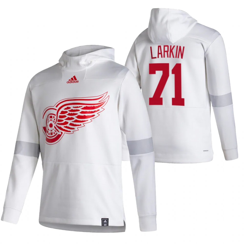 Detroit Red Wings #71 Dylan Larkin Adidas Reverse Retro Pullover Hoodie White