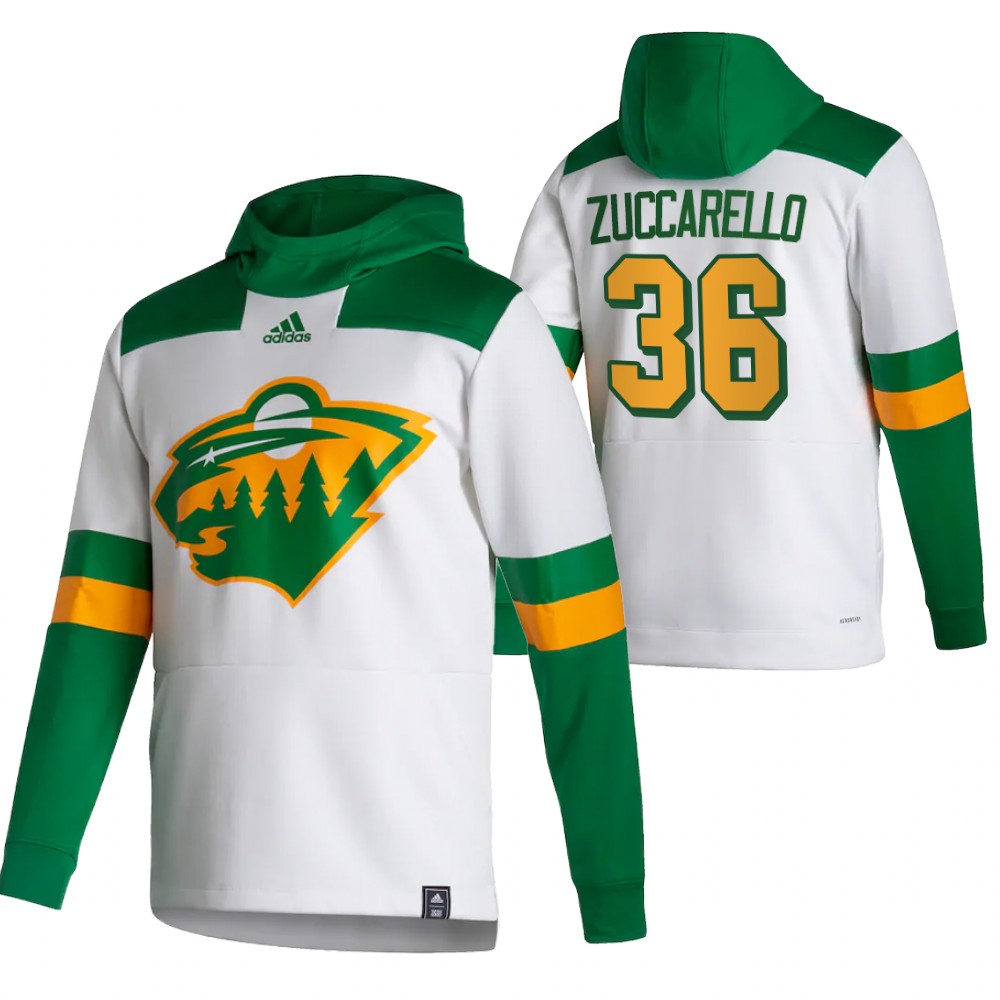 Minnesota Wild #36 Mats Zuccarello Adidas Reverse Retro Pullover Hoodie White