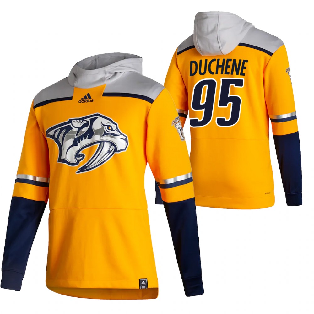 Nashville Predators #95 Matt Duchene Adidas Reverse Retro Pullover Hoodie Gold