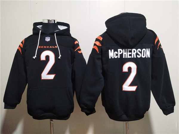 Cincinnati Bengals #2 Evan McPherson Black Pullover Hoodie