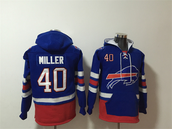 Buffalo Bills #40 Von Miller Royal Ageless Must-Have Lace-Up Pullover Hoodie