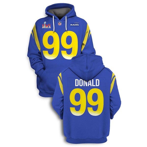 Los Angeles Rams #99 Aaron Donald 2022 Royal Super Bowl LVI Pullover Hoodie