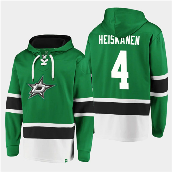 Dallas Stars #4 Miro Heiskanen Green Ageless Must-Have Lace-Up Pullover Hoodie