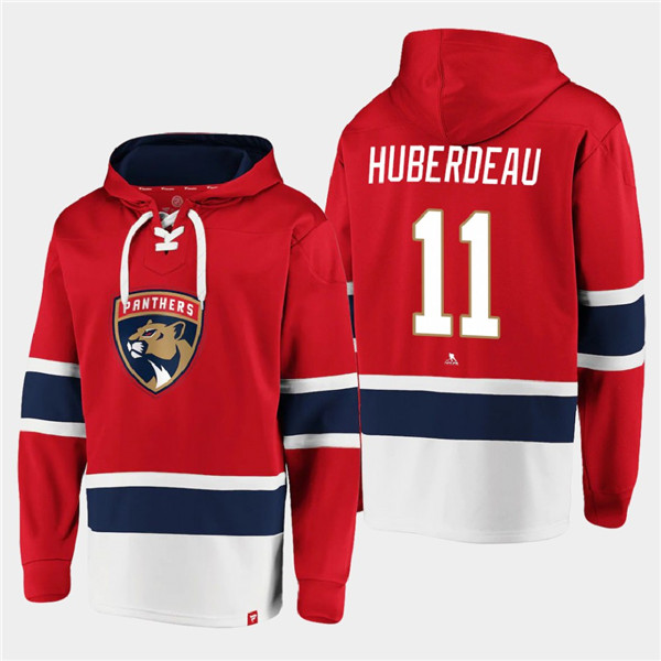 Florida Panthers #11 Jonathan Huberdeau Red Ageless Must-Have Lace-Up Pullover Hoodie