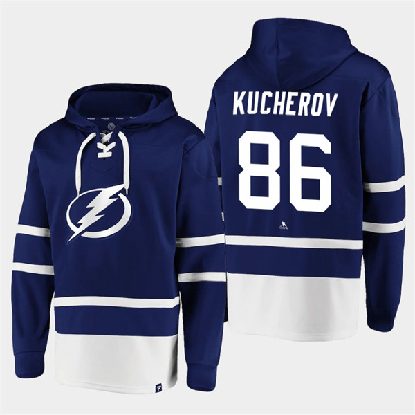 Tampa Bay Lightning #86 Nikita Kucherov Blue All Stitched Sweatshirt Hoodie