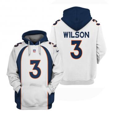 Denver Broncos #3 Russell Wilson White Pullover Hoodie