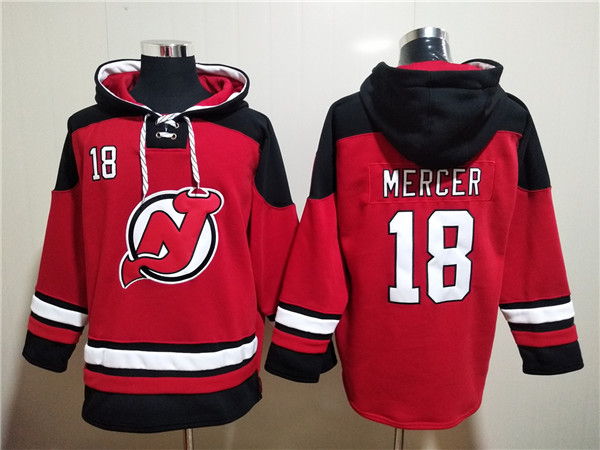 New Jersey Devils #18 Dawson Mercer Red Ageless Must-Have Lace-Up Pullover Hoodie