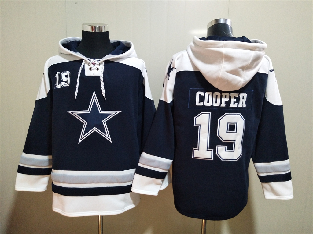 Dallas Cowboys #19 Amari Cooper Navy Blue Ageless Must Have Lace Up Pullover Hoodie