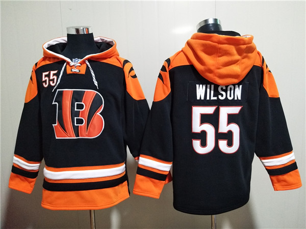 Cincinnati Bengals #55 Logan Wilson Orange Black Ageless Must-Have Lace-Up Pullover Hoodie