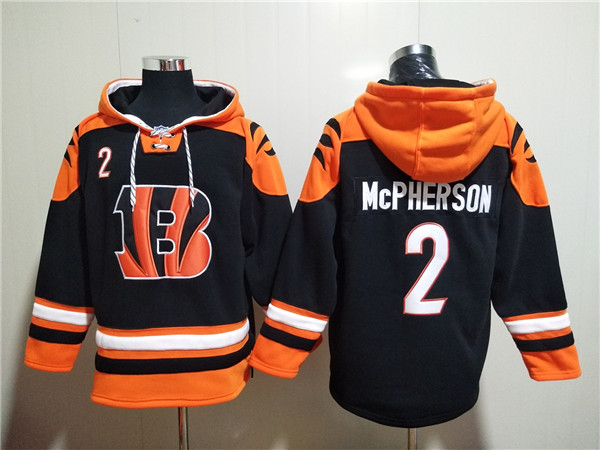 Cincinnati Bengals #2 Evan McPherson Orange Black Ageless Must-Have Lace-Up Pullover Hoodie