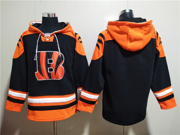 Cincinnati Bengals Blank Orange Black Ageless Must-Have Lace-Up Pullover Hoodie