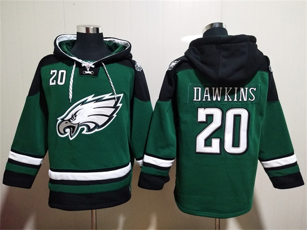 Philadelphia Eagles #20 Brian Dawkins Green Lace-Up Pullover Hoodie