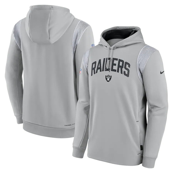 Las Vegas Raiders Gray Sideline Stack Performance Pullover Hoodie