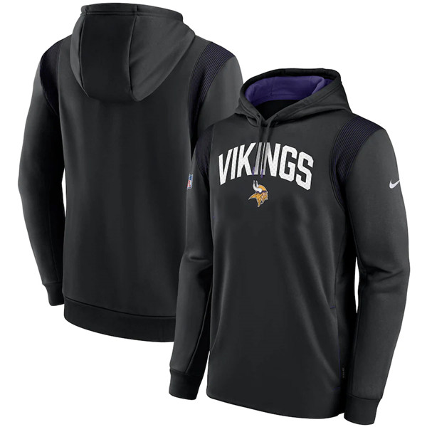 Minnesota Vikings Black Sideline Stack Performance Pullover Hoodie