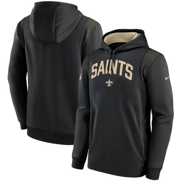 New Orleans Saints Black Sideline Stack Performance Pullover Hoodie 002