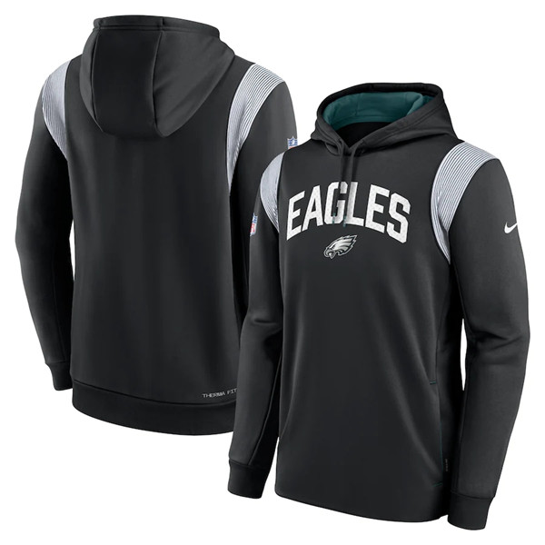 Philadelphia Eagles Black Sideline Stack Performance Pullover Hoodie