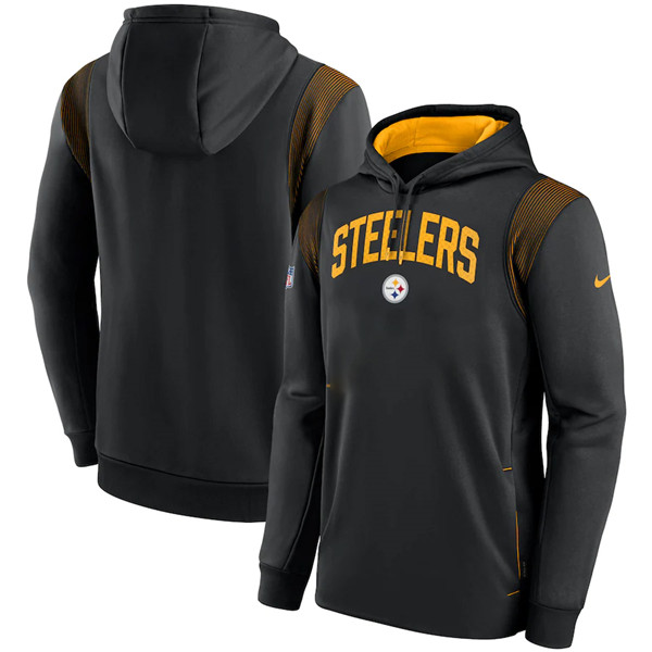 Pittsburgh Steelers Black Sideline Stack Performance Pullover Hoodie