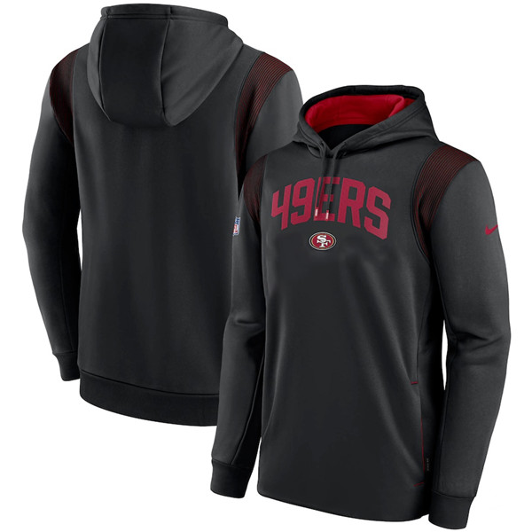 San Francisco 49ers Black Sideline Stack Performance Pullover Hoodie