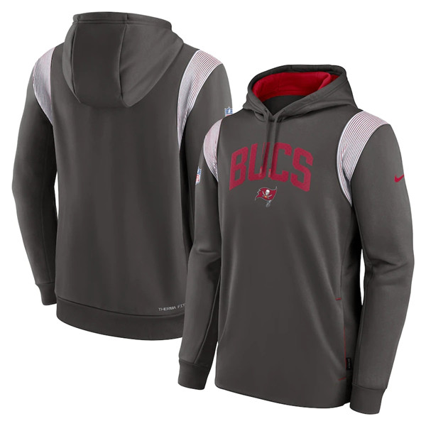 Tampa Bay Buccaneers Pewter Sideline Stack Performance Pullover Hoodie