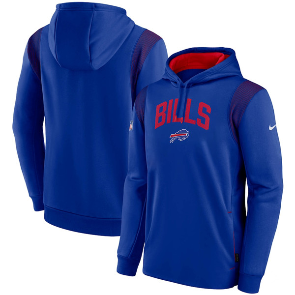 Buffalo Bills Royal Sideline Stack Performance Pullover Hoodie