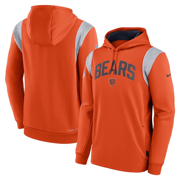 Chicago Bears Orange Sideline Stack Performance Pullover Hoodie