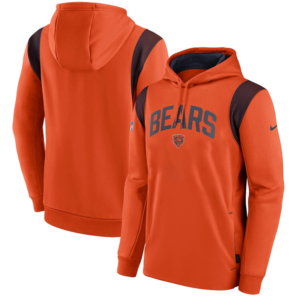 Chicago Bears Orange Sideline Stack Performance Pullover Hoodie