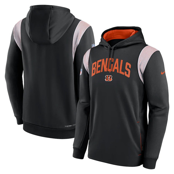 Cincinnati Bengals Black Sideline Stack Performance Pullover Hoodie